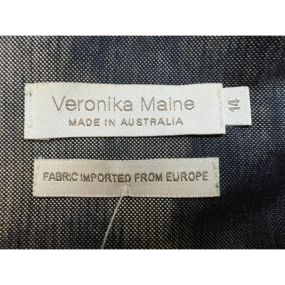 VERONIKA MAINE Fit & Flare Dress Gray Watercolor Pintucks Sleeveless Lined SZ 14 - Picture 11 of 17